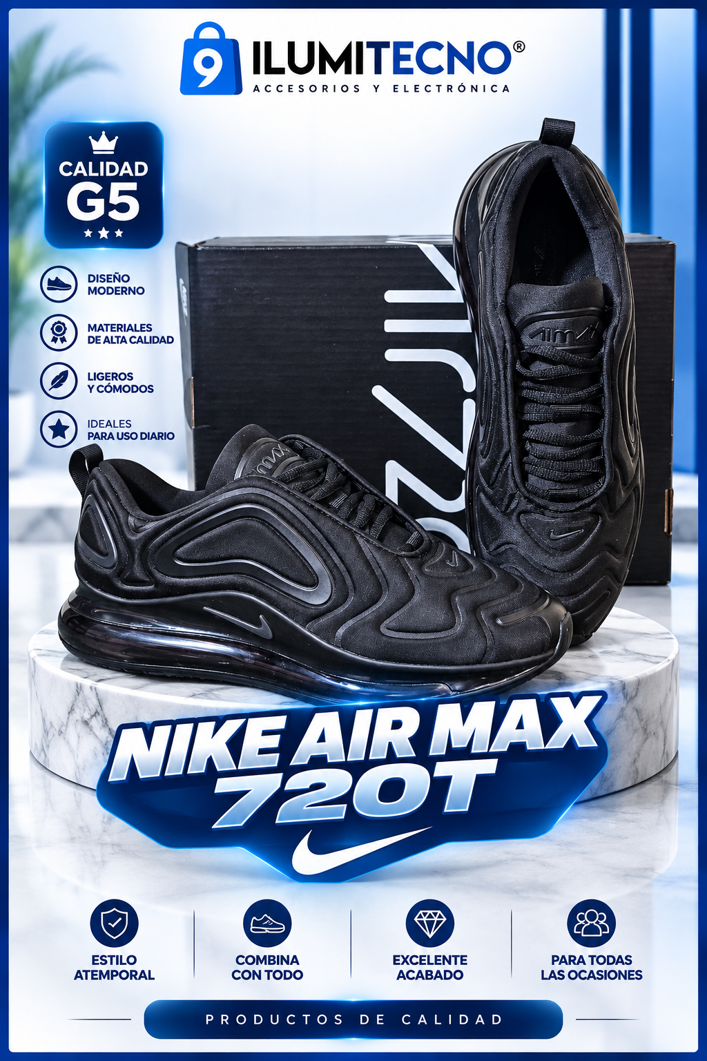 Nike Air Max 720T Negro Importado