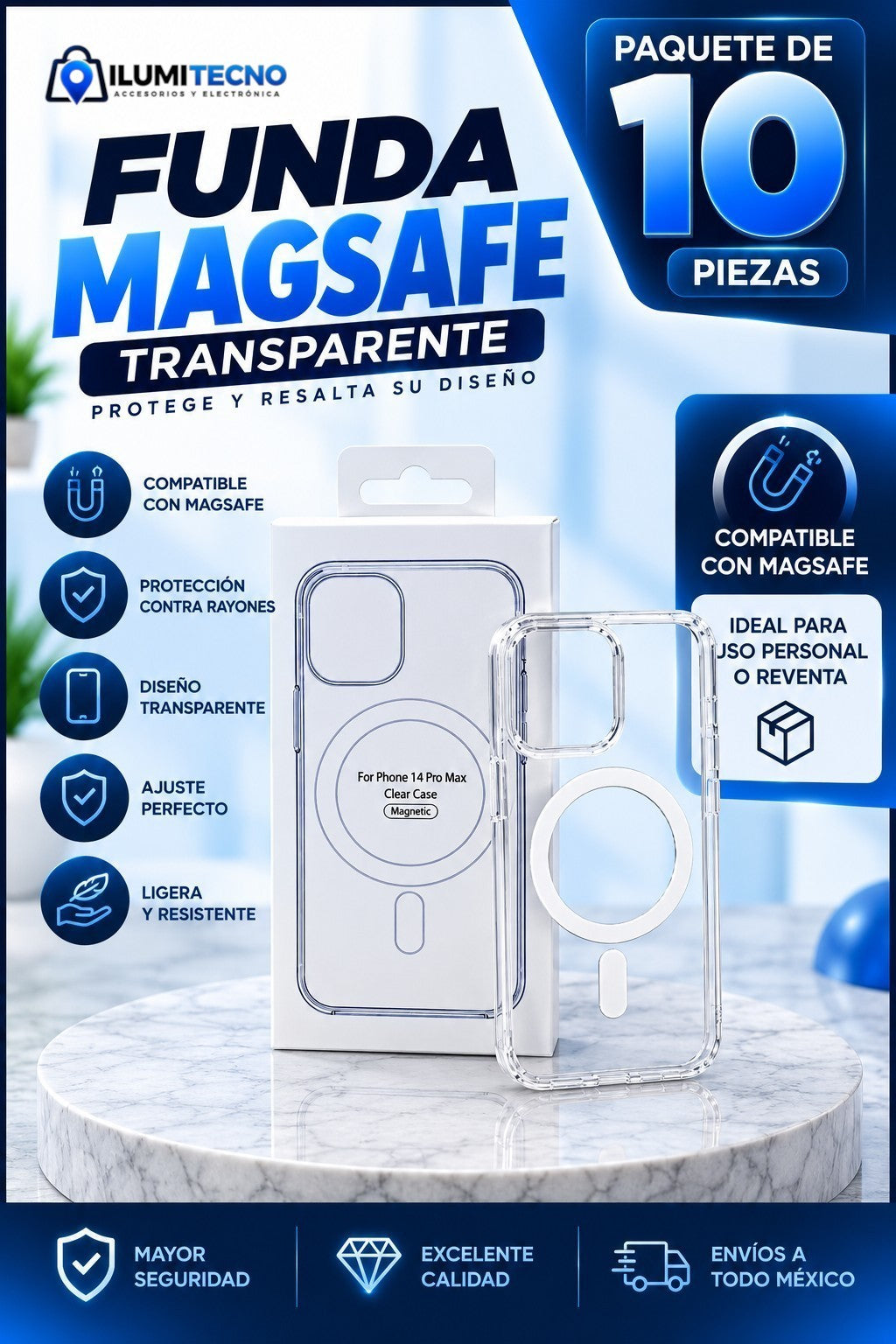 10 Fundas MagSafe Transparente
