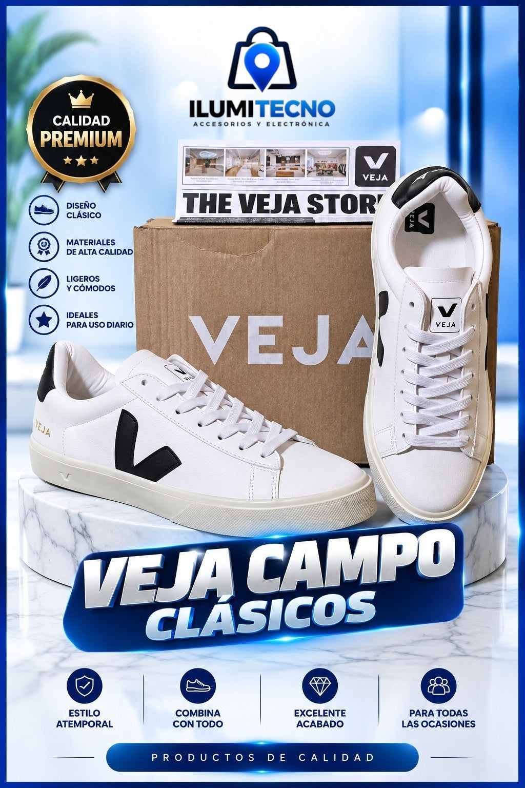 Veja Campo Clásico Blanco/Negro