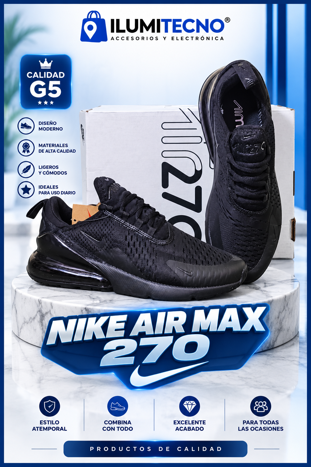 Nike Air Max 270 Negro Importado
