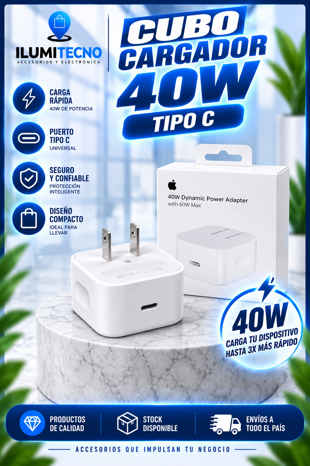 Cubo Cargador 40w TipoC PREMIUM