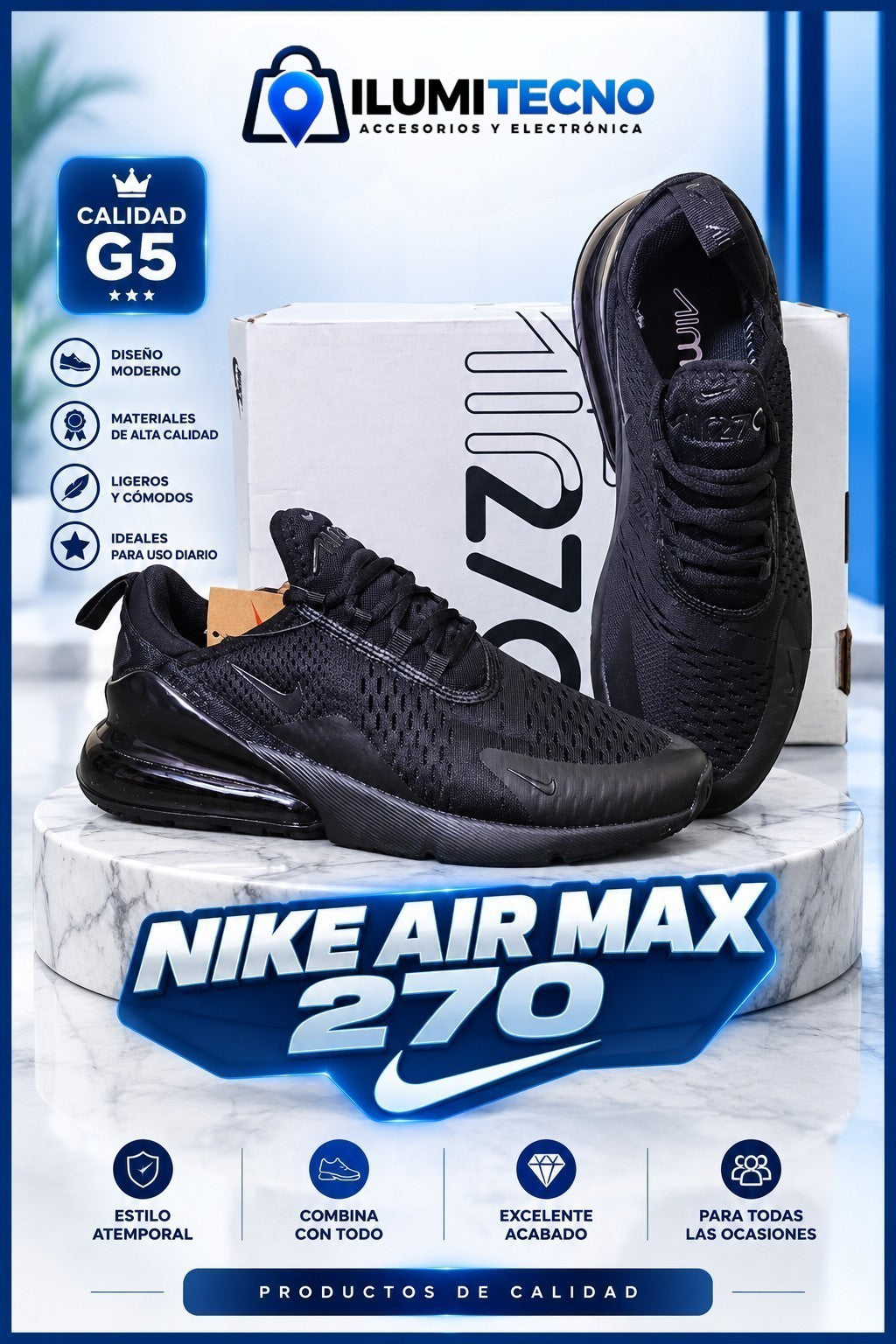 Nike Air Max 270 Negro Importado