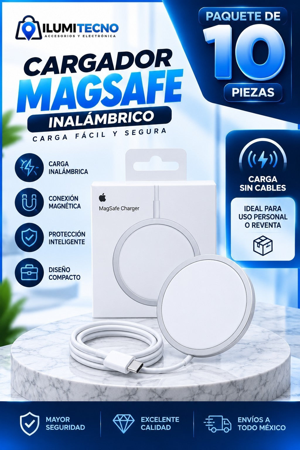 10 Cargadores Magsafe Inalámbrico