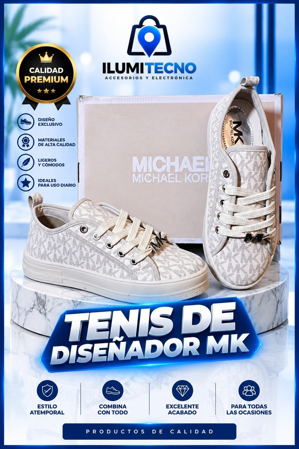 Tenis de Diseñador MK Beige